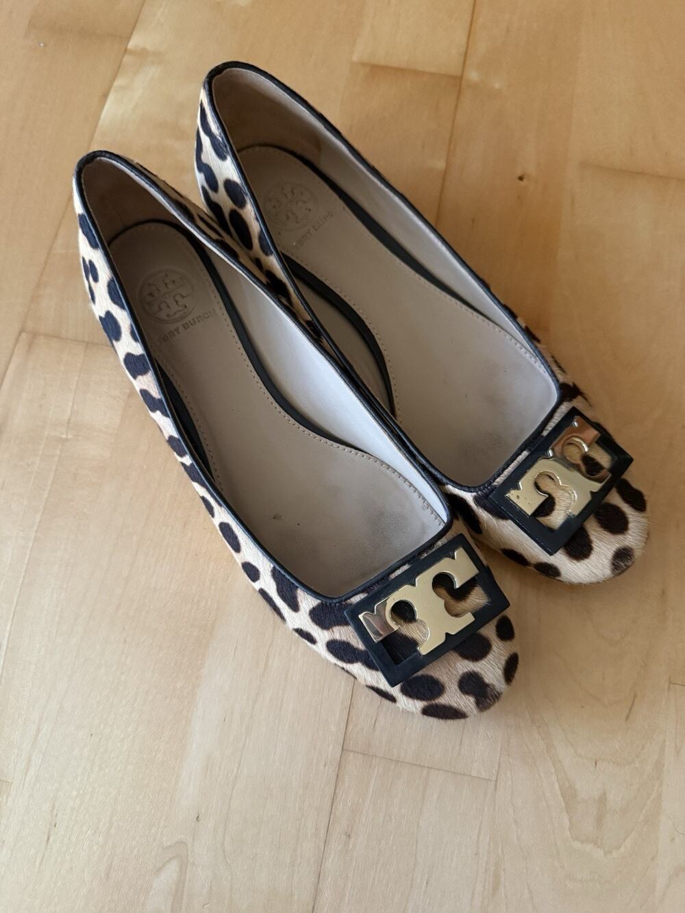 Tory Burch Gigi Pump Calf Hair Leopard Animal Print Low Heel Round Toe Logo 7
